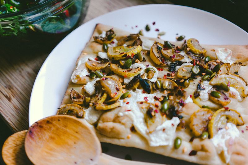 Tatte roasted vegetable flatbread pizza